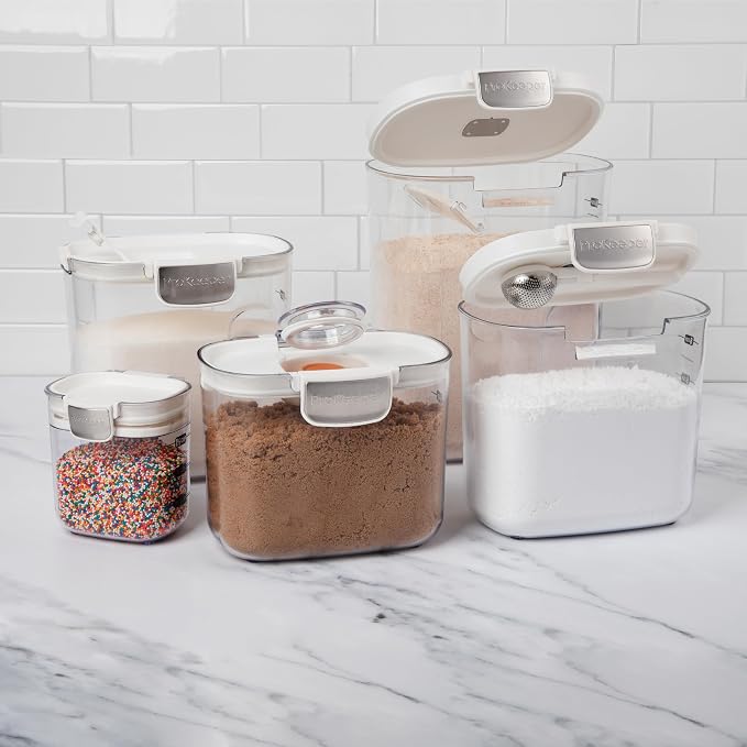 ProKeeper+ Airtight Food Storage Container Set – Clear Plastic Flour and Sugar Canister Set with Magnetic Accessories for Kitchen Organization (White, 9-Piece) - Image 9