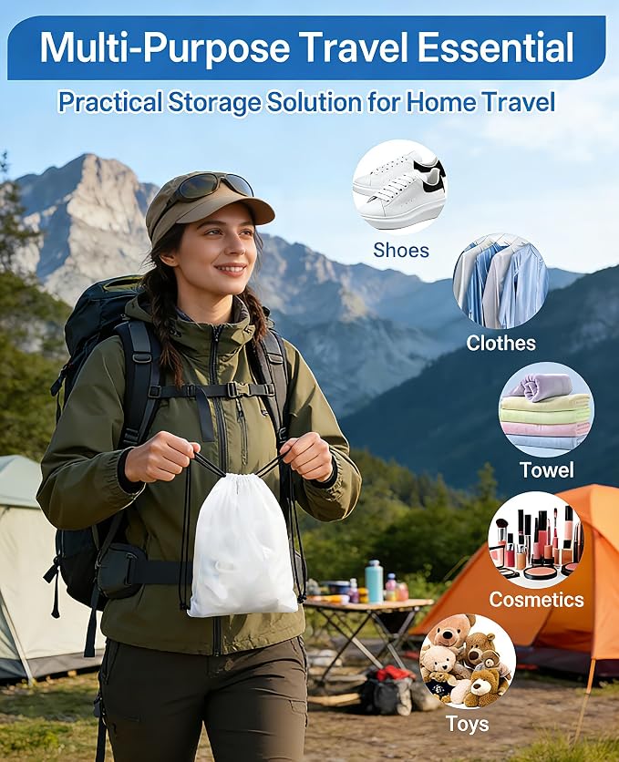 100 Pack Travel Shoe Bags, Waterproof Clear Shoe Storage Bags with Drawstring, Large Portable Shoe Organizer for Packing, 15.7 x 11.8 Inch Travel Essentials for Women and Men (Translucent) - Image 5