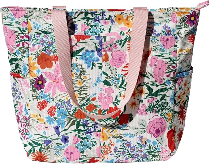 ESVAN Original Floral Tote Bag Large Shoulder Bag with Multi Pockets for Gym Travel Beach Daily Bags - Image 8