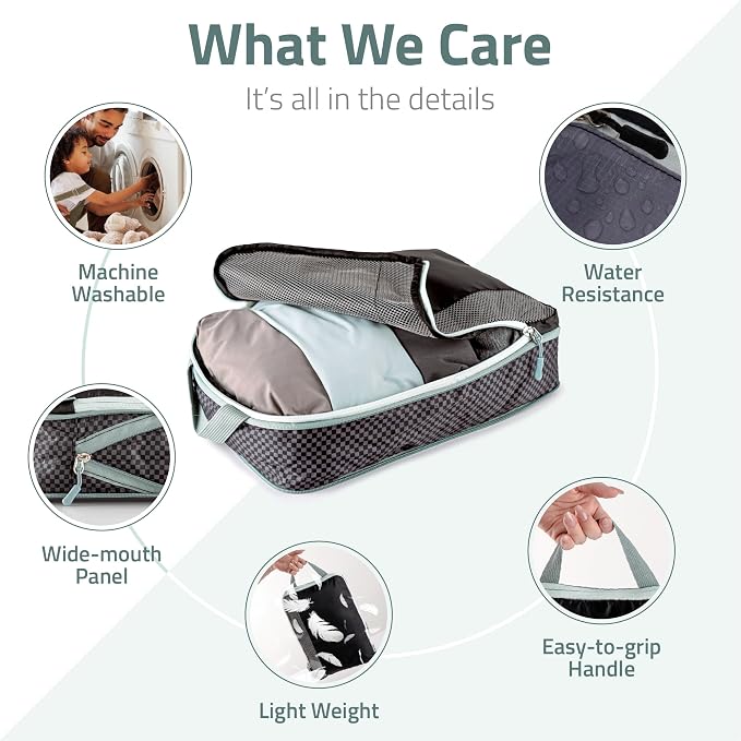 Set of 8 compression packing cubes for travel accessories- Expandable bags for clothing, toiletry, backpacks, organizing essentials (Black & Grey) - Image 6