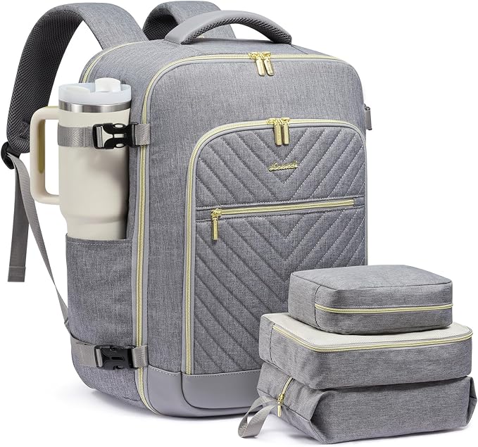 LOVEVOOK Large Travel Backpack for Women, TSA Carry on Backpack for Airplanes, 40L Personal Item Travel Bag for Women fits 17" Laptop,Waterproof Carry on Bag Airplane Approved with 3 Packing Cubes by LOVEVOOK