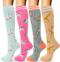 fenglaoda Compression Socks Women Men 4 Pairs, Knee High Support Socks for Running, Sports, Travel, Flight, Nurse by fenglaoda