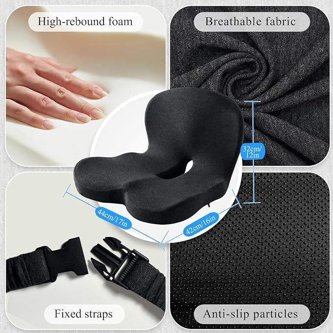 Seat Cushion with Lumbar Support Pillow, Back and Seat Cushion for Office | Ergonomic L-Shaped Car Seat Cushion for Cars, Wheelchairs, Truck Seat Cushion for Sciatica & Lower Back Pain Relief - Image 3