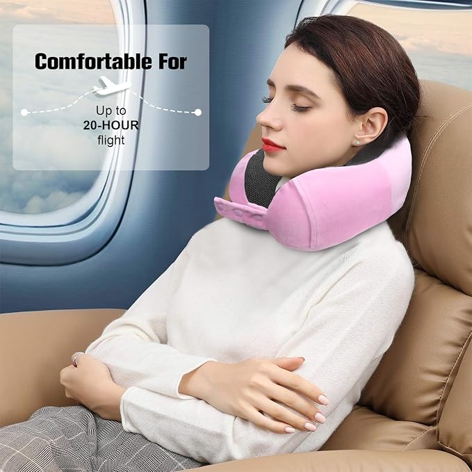 Cirorld Neck Pillow for Traveling, Travel Pillows for Airplanes,100% Pure Memory Foam Travel Neck Pillow, Adjustable Flight Pillow, Portable Plane Accessories with Eye Mask, Earplugs, Carry Bag - Image 7