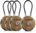 Savior Equipment Quality TSA-Approved 3-Digit Combination Cable Travel Luggage Locks for Rifle Bag Firearm Gun Case Accessories Ammo Boxes Outdoor Storage, RAL 8000 Tan, 4-Pack by SaviorEquipment