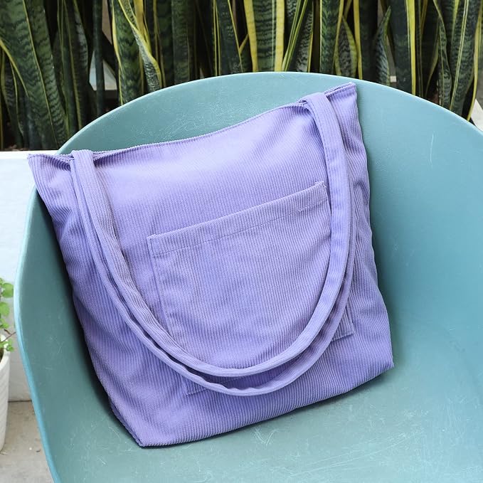 WantGor Women Corduroy Tote Bag, Large Shoulder Hobo Bags Casual Handbags | Big Capacity Shopping Work Bag - Image 3