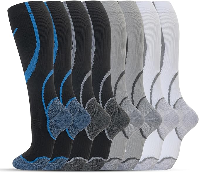 hello momoya Compression Socks for Women Men Circulation Knee High 8 Pairs for Nurses, Running, Travel, Athletic by HELLOMOMOYA