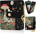 Jogjam Mushroom Rfid Women Wallet, Small Slim Thin Credit Card Holder | PU Leather Bifold Cash Zipper Coin Pocket ID Window, for Female Ladies Teen Girls Girly Gifts by Jogjam
