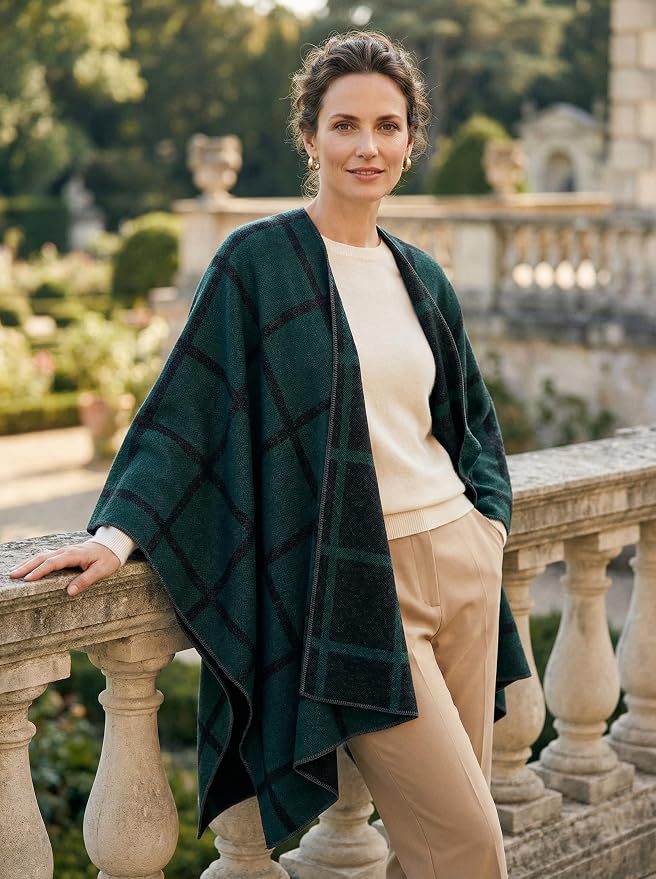 Shawl Wraps for Women Reversible Open Front Ruana Poncho Soft Cozy Cardigan for Fall and Winter - Image 4