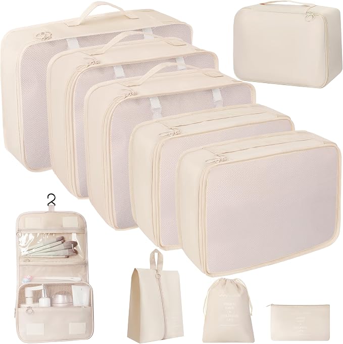 10 Pcs Set Packing Cubes - Travel Packing Organizers, Expandable Suitcase Organizer, Luggage Organizer Bags by WelcometoLUCDNC