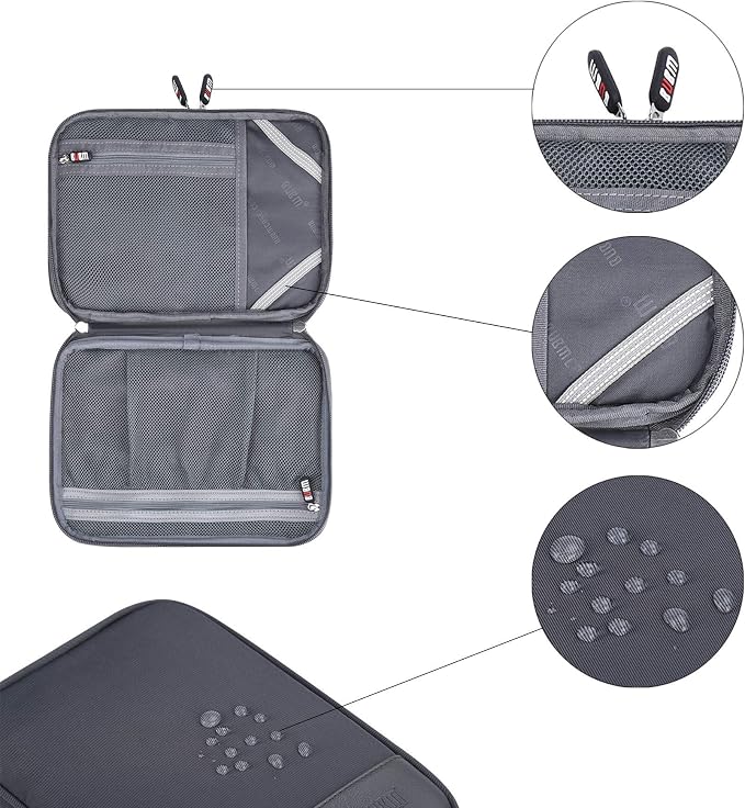 Electronic Cable Organizer Bag - Portable Travel Double Layers Electronic Digital Accessories Storage Pouch Bags for SD Card Case, USB Flash Drive,Charging Cords, USB Charger, Mini Tablet - Image 2