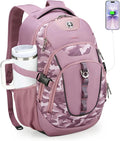 Swissdigital Design Laptop Backpack with USB Charging Port, Travel Backpack Fits 15.6 inches Computer, 31L College School Backpack for Men, Pink Camo | SD803-93 by SwissdigitalDesign
