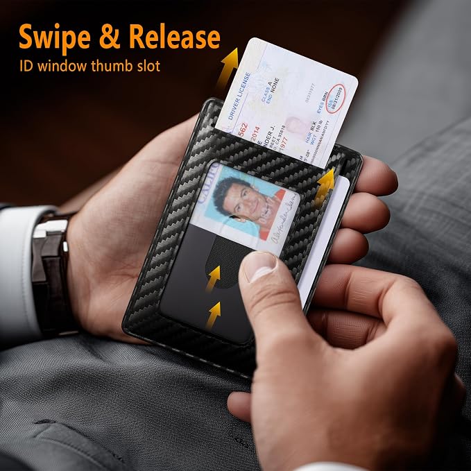 Travelambo Slim Minimalist Wallet for Men, RFID Blocking Credit Card Holder, Front Pocket ID Card Case, Gifts for Men, Husband, Boyfriend, Teenage - Image 6