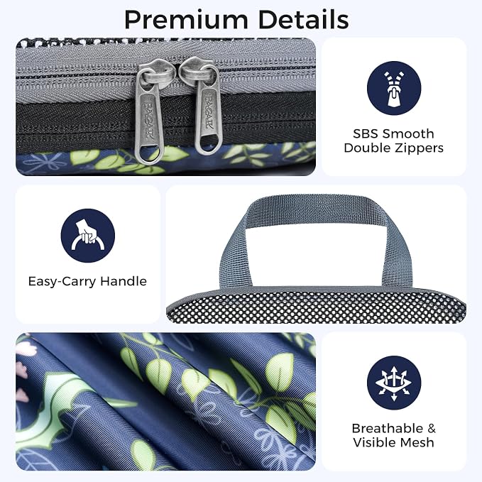 BAGAIL 4 Set/6 Set/8 Set Compression Packing Cubes Travel Accessories Expandable Packing Organizers (Half Mesh, 6-Navy Leaf) - Image 4