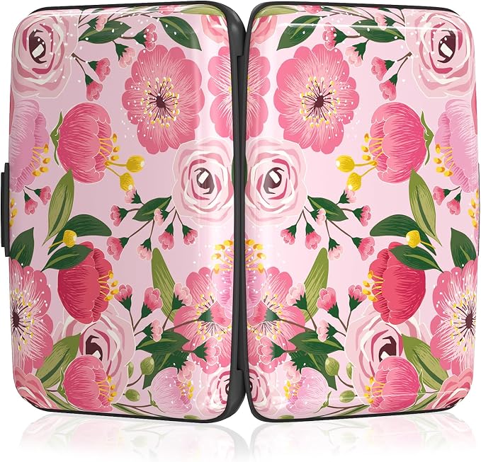 Rimilak Aluminuml Credit Card Holder,Rose Flower | Mini Credit Card Wallet RFID Blocking Slim Metal Hard Case for Women Men - Image 5