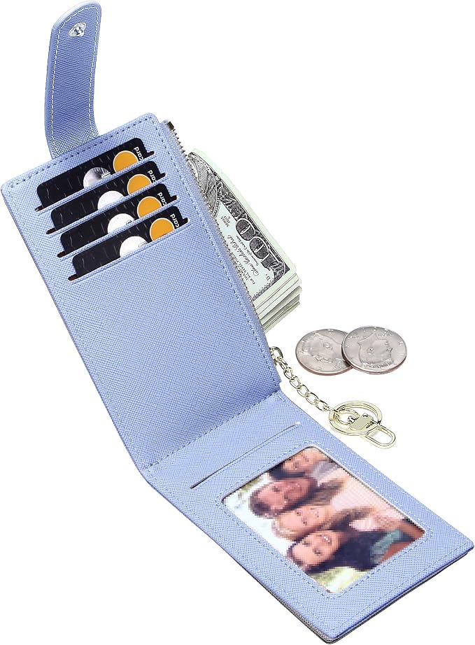 Badiya Slim Women Wallet RFID Blocking Bifold Compact 9 Card Slots Holder Wallets Soft Leather with Zipper Coin Pocket 2 ID Window - Image 2