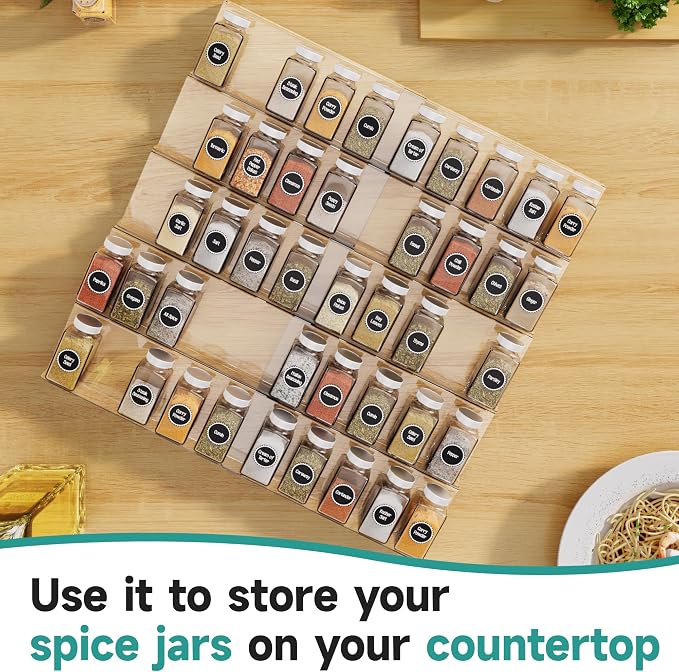 MIUKAA Acrylic Spice Drawer Organizer, 5 Tier - 10 Pack Seasoning Organizer for Drawer, Expandable From 13" to 26" Kitchen Drawer Spice Rack (Jars not Included) - Image 7