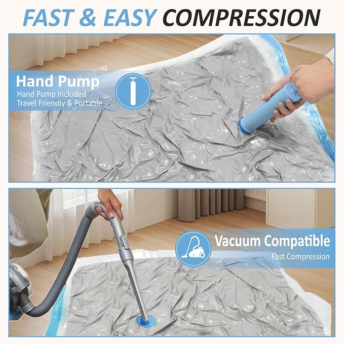 Cozy Essential Vacuum Storage Bags, 80% Compression Vacuum Seal Space Saver Plastic Packaging Bags for Clothes, Blankets, Pillow, Bedding, Comforters, Sealer Clothing Storage,12 Large - Image 6