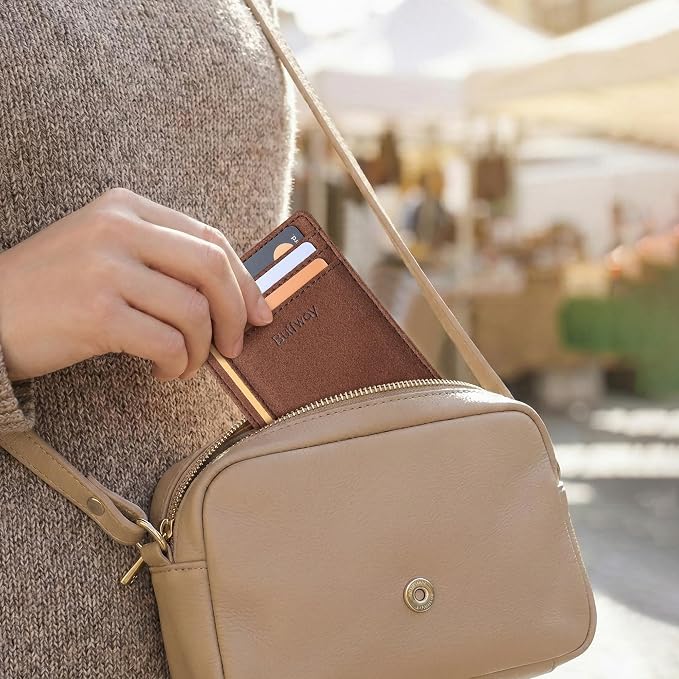Buffway Slim Minimalist Front Pocket RFID Blocking Leather Wallets for Men and Women - At Sahara Coffee - Image 7