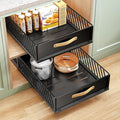 Pull out Cabinet Organizer,Heavy Duty Slide out Pantry Shelves Drawer Storage with Adhesive Nano Film,Sliding Mesh Cabinet Basket with Handle for Kitchen, Bathroom, Home, 13.8"W X 21"D X6.2"H,Black by Kitstorack