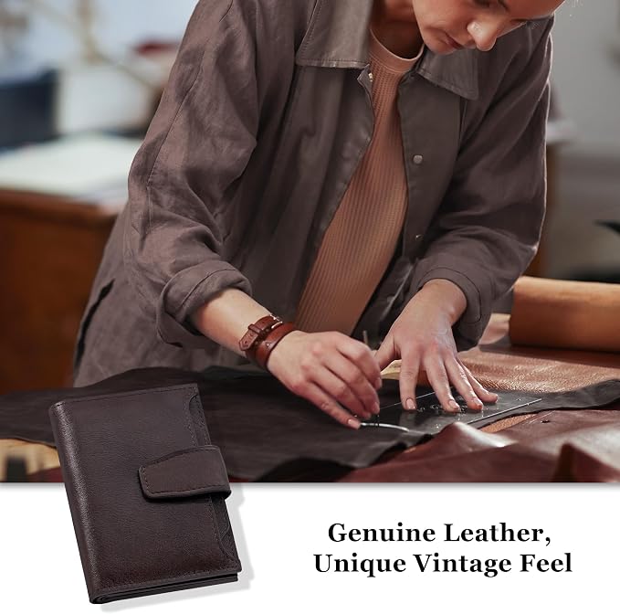 Small Wallet Women RFID Blocking Genuine Leather Bifold Compact Card Holder Wallet for Women with Zipper Coin Pocket 4 ID Window - Image 2