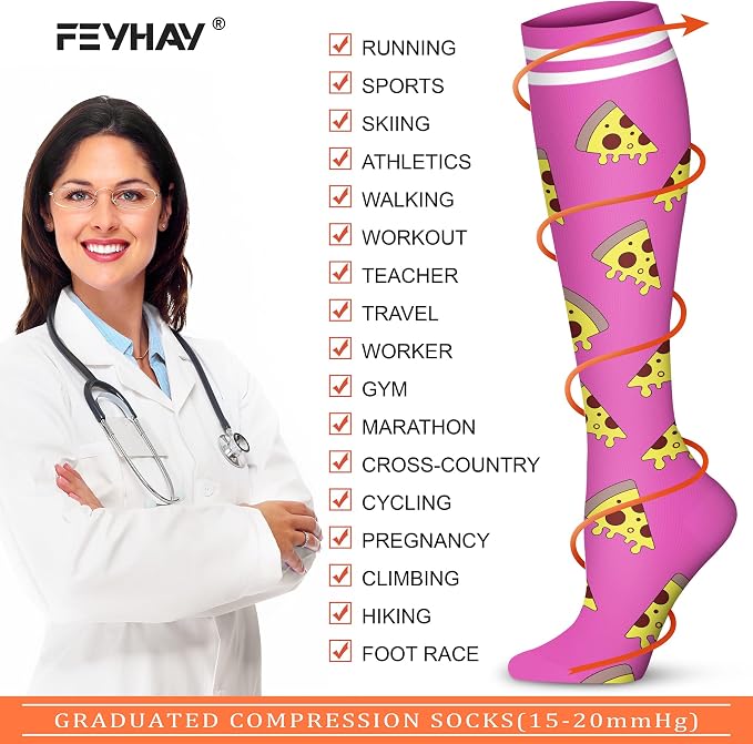 FEYHAY Copper Compression Socks (8 Pairs) 15-20 mmHg Circulation is Best Athletic & Daily for Men & Women, Running, Climbing - Image 5