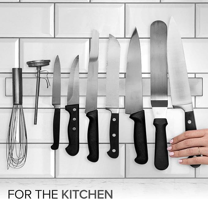 Modern Innovations Magnetic Knife Holder for Wall and Fridge - 18" Knife Magnetic Strip, Magnet Kitchen Knife Holder and Rack, Stainless Steel Magnetic Knife Bar for Kitchen Utensils - Image 4