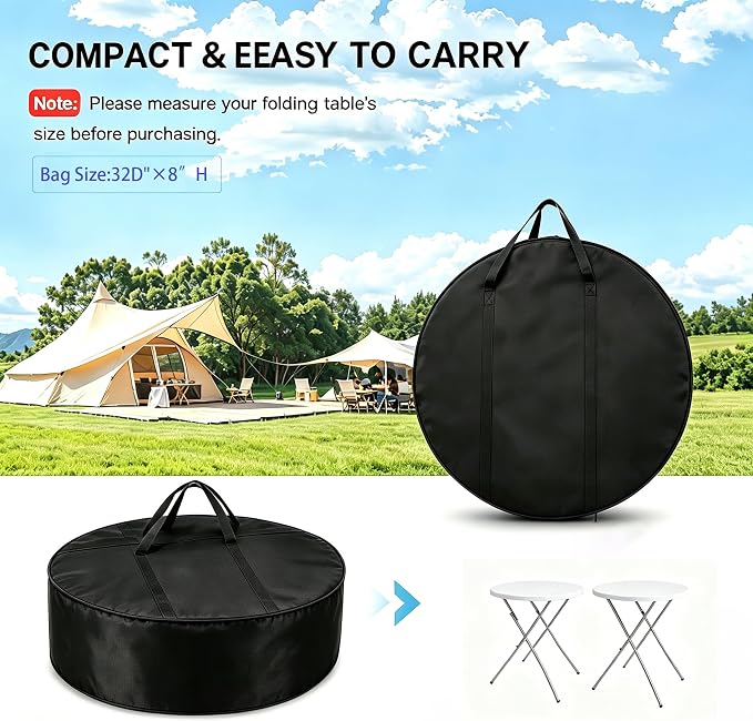 28" Round Cocktail Table Carry Bag, Heavy Duty 600D Oxford - Image 3
