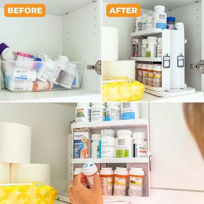 Spice Rack Organizer for Cabinet, 4 Adjustable Shelves | 4 Snap-In Adjustable Shelves, 8.9"H x 6.1"W x 10.8"D, Magnetic Modular Connect, Pivot-Up Shelves, Small Things Tray, No Tools - Image 9
