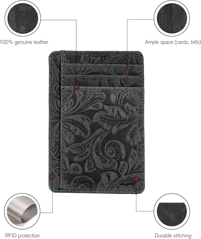 Slim Minimalist Leather RFID Blocking Front Pocket Wallet, Credit Card - Image 3
