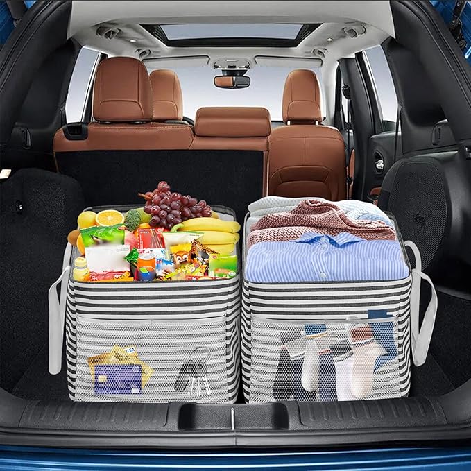 LHZK Standing Extra Large Utility Tote Bag with Metal Wire Frame and the Sides Rinforced, Extra Large Tote Bag with Handle, Reusable Grocery Bags Foldable, Beach Bag, Car Tote, Black, 26''x15''x13'' - Image 6