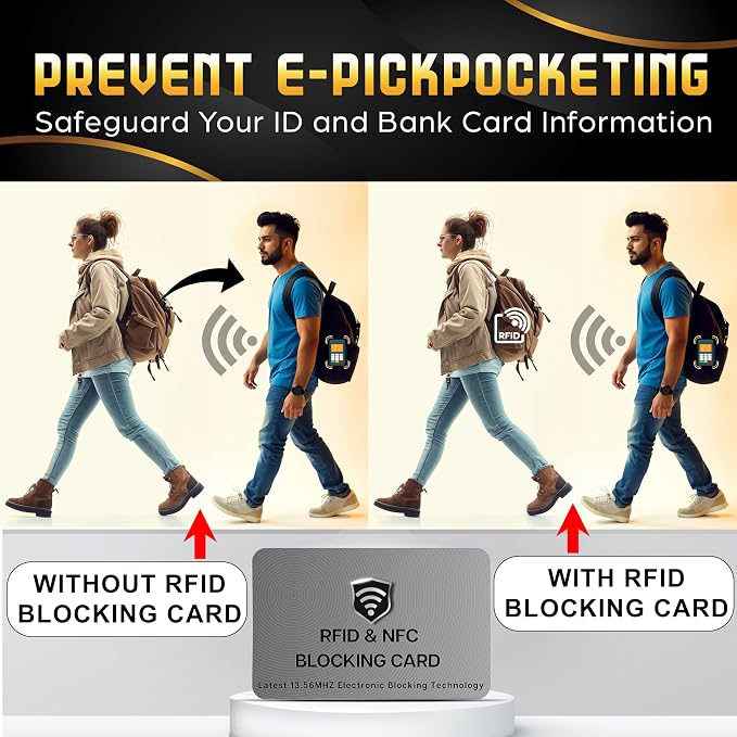 SaiTech IT 5 Pack RFID Blocking Card for Credit Debit ID Card, Grey | Slim Anti-Theft Contactless NFC RFID Blocker Protector, Easily Fit into Wallet and Purse, for Men & Women - Image 3