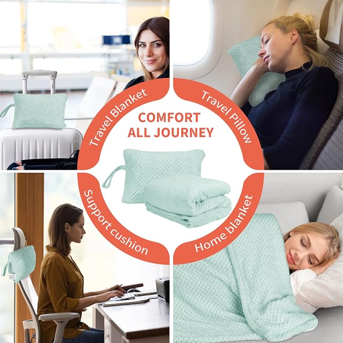 Tirrinia Travel Blanket Compact with Bag, Soft Lightweight Wearable Blanket with Foot Pockets, Airplane Travel Essential Gift - Image 5