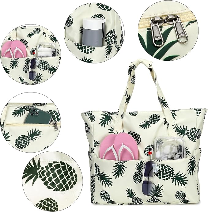 LEDAOU Large Beach Bag for Women, Waterproof Sandproof Tote Bag with Zipper | 36L Pool and Swim bag with Zipper, Wet/Dry pocket and 7 Pockets for Beach Days, Cruises, Vacations and Family travel - Image 7