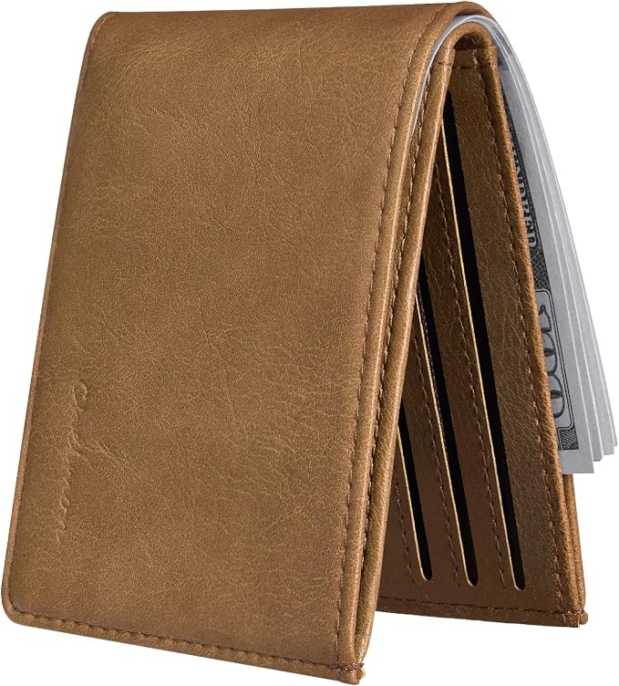 Chelmon Slim Wallet for Men ID Window with RFID Blocking Front Pocket Minimalist Bifold Bussiness Card Holder Gift for Men by Chelmon