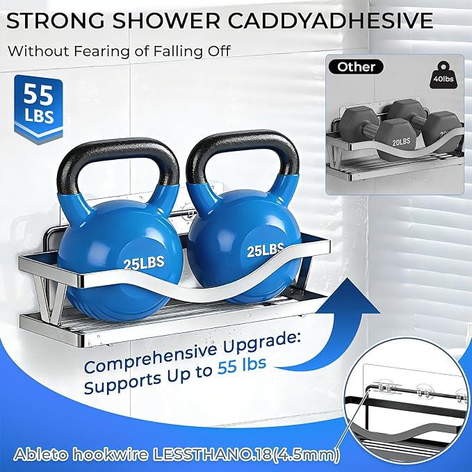 Shower Caddy Adhesive Replacement Hooks, Strong Waterproof Strips, No Drilling for Bathroom Shelves, Kitchen Racks, and Soap Holders (Transparent-14 Pack) - Image 2