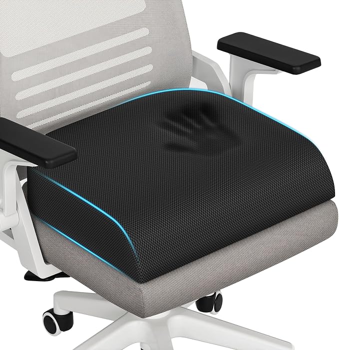 TranquilRelax Memory Foam Seat Cushion for Office Chair, 3-Inch, Black | Medium-firm Support for Long Sitting, Washable Mesh Cover, Non-slip Base, Perfect for Car Seats & Short Drivers by Unknown