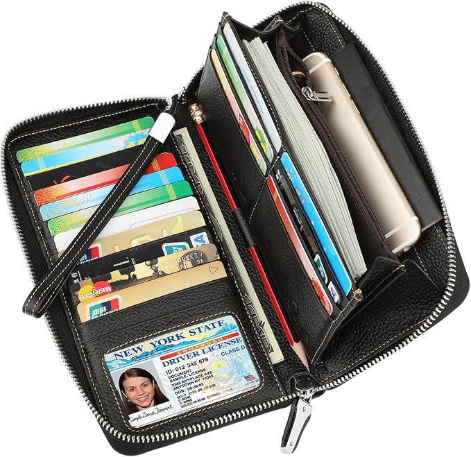 Small Compact Women Wallet RFID Blocking Genuine Leather Bifold Purse with ID Windows by Lavemi