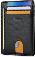 Buffway Slim Minimalist Front Pocket RFID Blocking Leather Wallets for Men and Women - Slate Black | Slim by Buffway