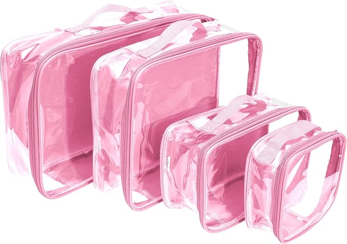Clear Packing Cubes set of 4 / Packs 7-10 Days of Clothes/Premium PVC Plastic Storage Bags by EzPacking