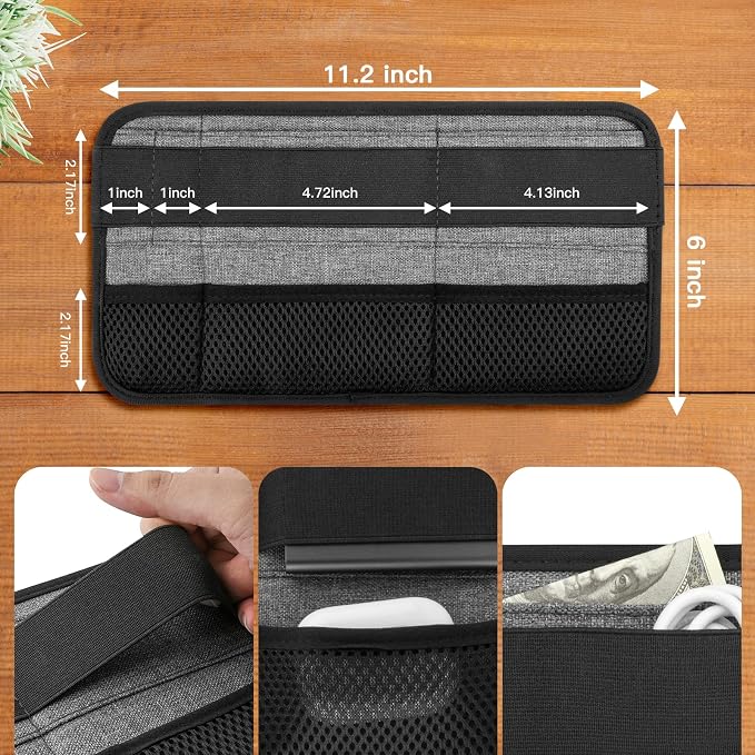 Portable Tech Organizer Attachable to Laptop for Electronics, Cables, Mouse, Power Bank, USB Adapter, Charger, Cellphone - Gray - Image 3