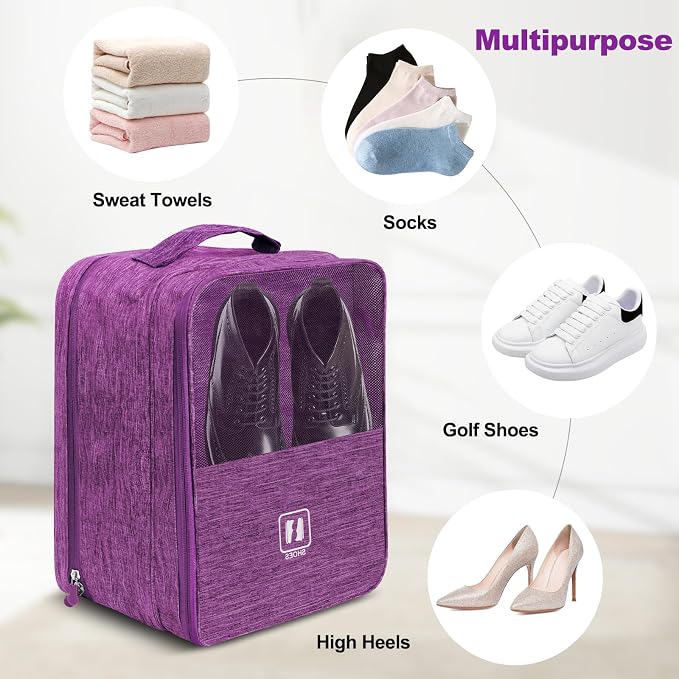 Shoe Bags for Travel,Holds 3 Pairs of Shoes,for Travel&Daily Use | Large Capacity Shoe Travel Bag,Golf Shoe Bag,Portable Dance Shoe Storage Pouch,Sneaker Storage Bag(Purple) - Image 7