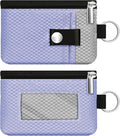 Minimalist RFID Blocking Small Wallet with ID Window,WaterResistant Zip Id Case Wallet with Lanyard Keychain for Cards,Cash,Travel,Women,Men (Lavender Purple/Light gray) by CCUMI