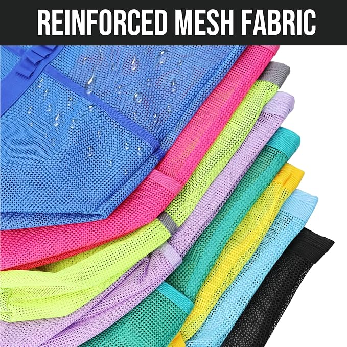 Large Mesh Beach Tote Bag, 9-Pocket Foldable Summer Vacation Beach Bag for Travel, Pool, Gym, Cruise - Image 7