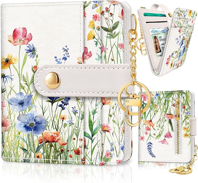 Jogjam Floral Flowers Rfid Ladies Wallet, Small Slim Thin Compact Credit Card Women Wallet, PU Leather Bifold Cash Zipper Coin Pocket ID Window for Female by Jogjam