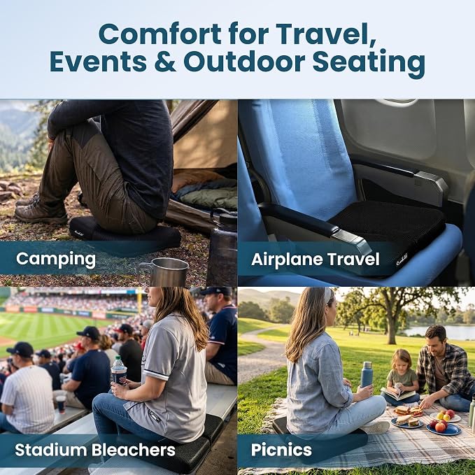 ComfiLife Ergo-Gel + Comfort Foam Airplane Seat Cushion – Travel Seat Cushion – Compact, Foldable, Portable Comfort - Image 6