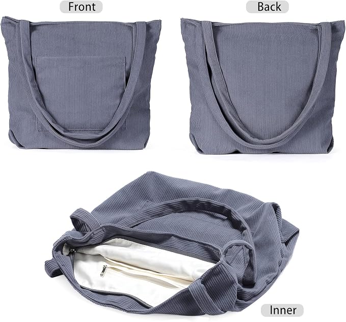 WantGor Women Corduroy Tote Bag, Large Shoulder Hobo Bags Casual Handbags | Big Capacity Shopping Work Bag - Image 4