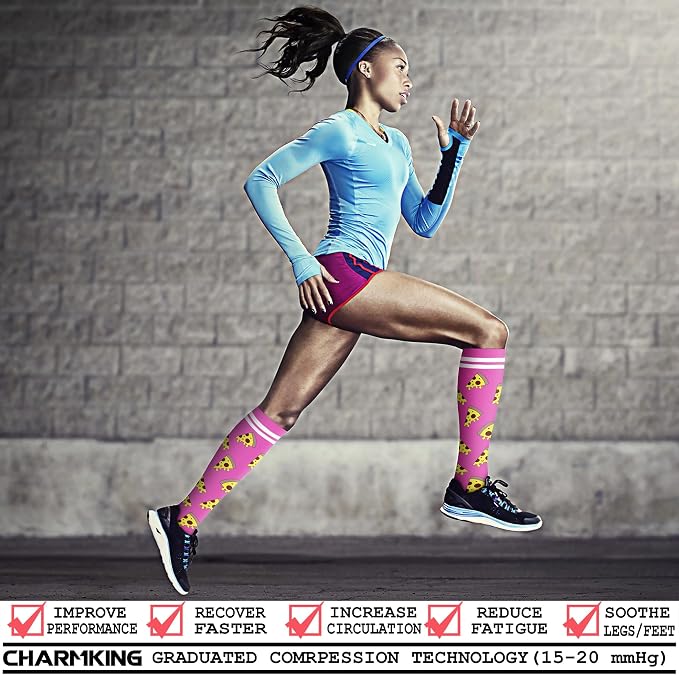 CHARMKING 6 Pairs-Compression Socks for Women & Men Circulation Best Support for Nurses, Running, Athletic,Flight Travel - Image 2