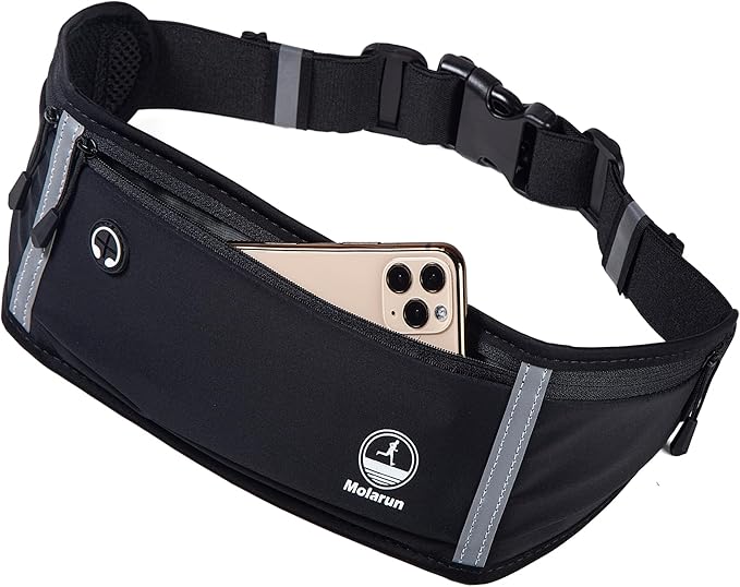 Running Belt Slim Fanny Packs Jogging Pouch Phone Holder Waist Pack - Black - Image 3