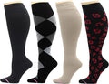 Dr. Motion 4 Pairs Women's Plus Size Wide Calf Compression Knee High Socks Graduated Support by Dr.+Motion